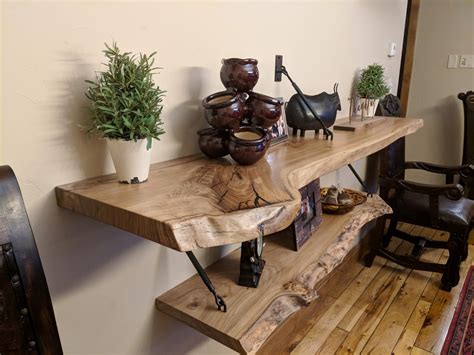 metal brackets for live edge shelf|live edge free floating shelves.